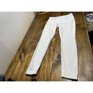 Mother The Looker Jean Womens 27 Skinny Stretch Mid Rise White Glass Slipper USA